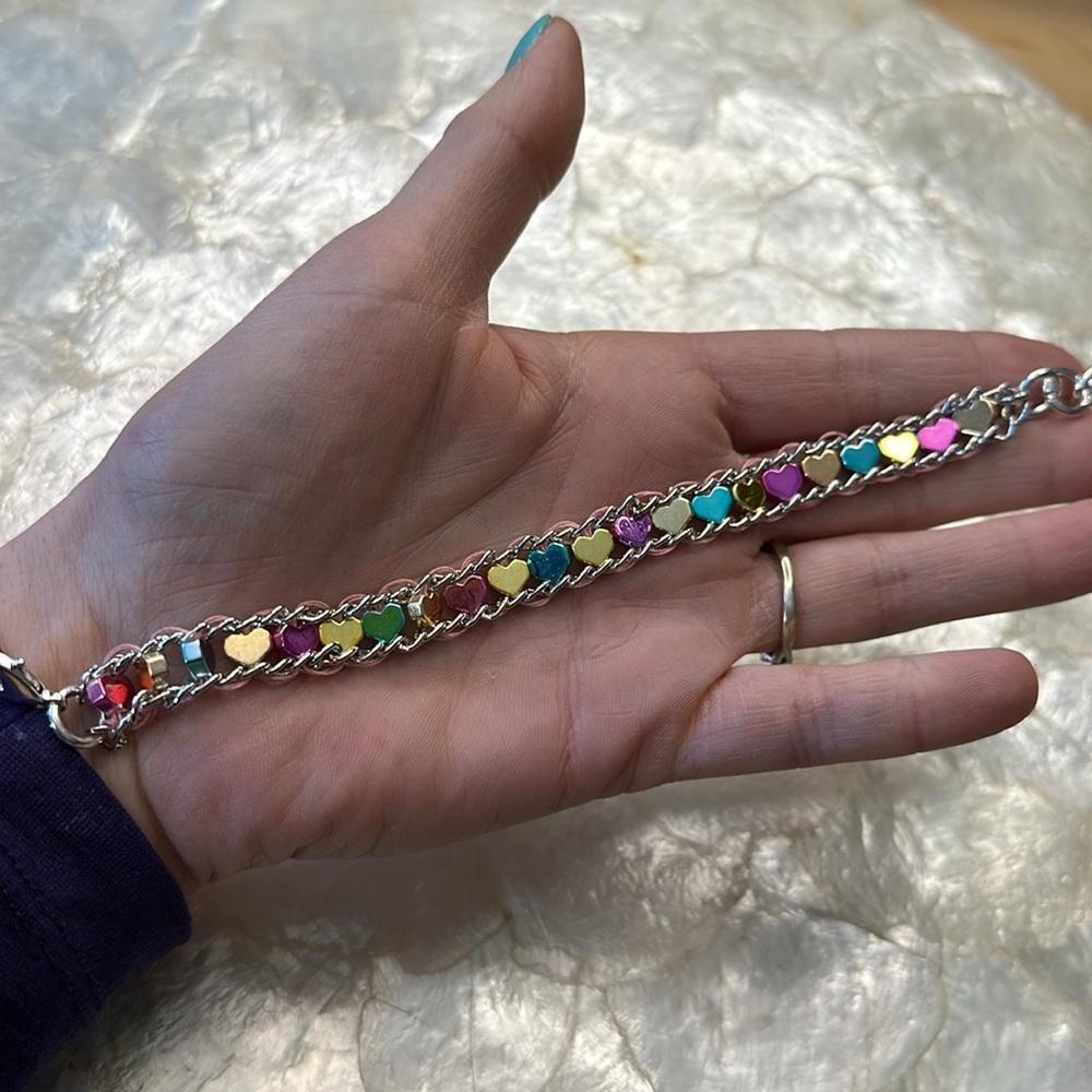 Woven chain heart bracelet - Picture 6 of 7